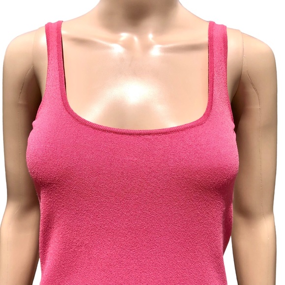 VERSACE pink-ish color knit tank top with silver logo plate Sz m - Picture 8 of 14
